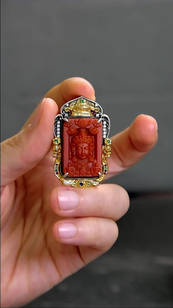 银S925镶嵌雕刻南红玛瑙004ZB1120产品一个