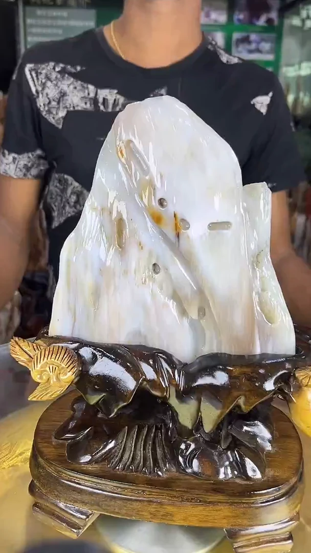 缅甸天然树化玉摆件