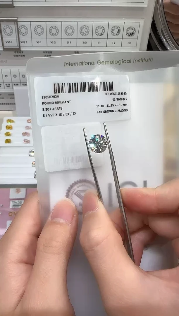 实验室培育钻石裸石未镶嵌@ 5.2ct 先鉴赏，再定制！