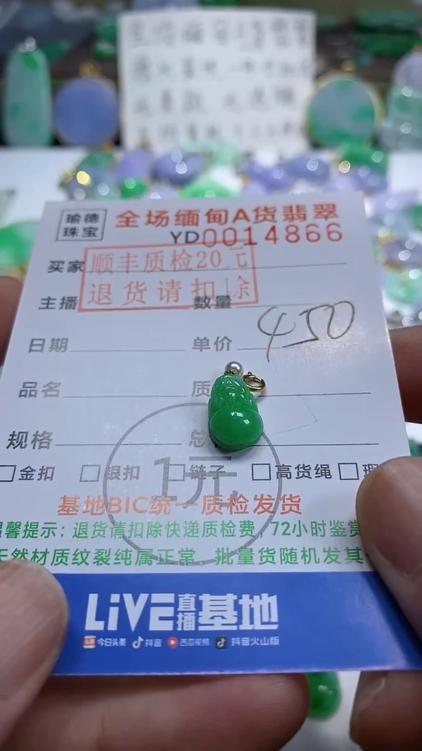 吊坠(不含链)18K金镶嵌翡翠大**粑貔貅
