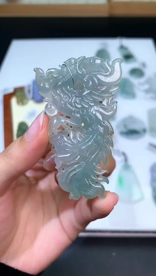 吊坠(不含链)未镶嵌翡翠68龙凤呈祥