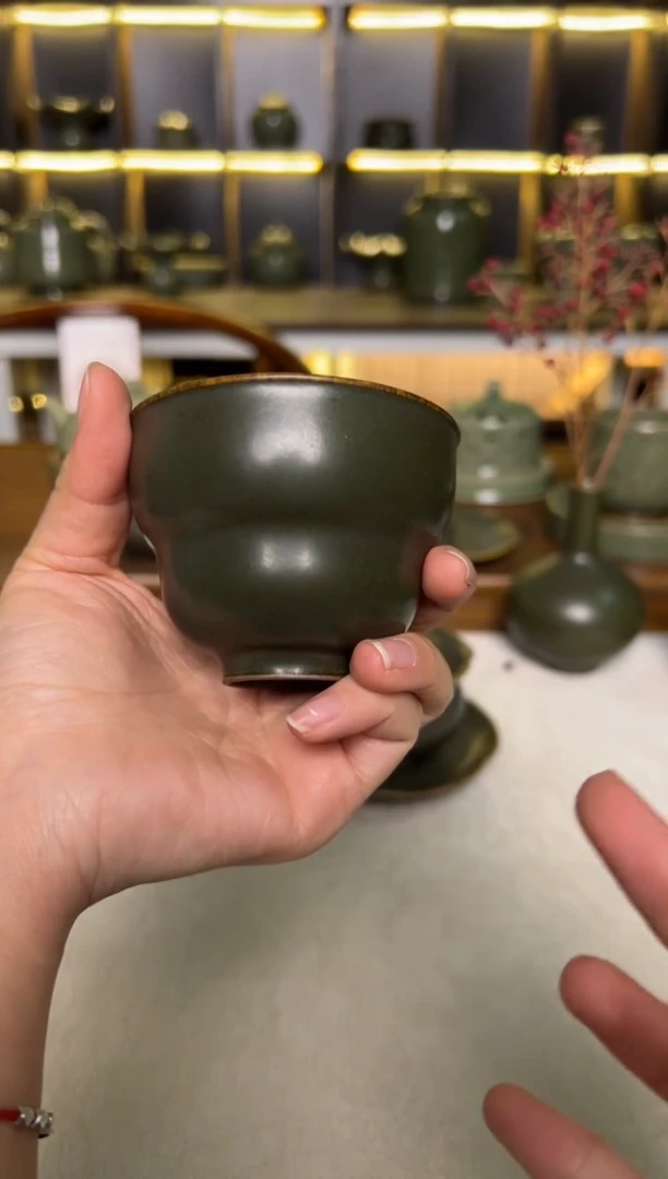 陶瓷耀州窑纯手工茶叶末釉葫芦杯