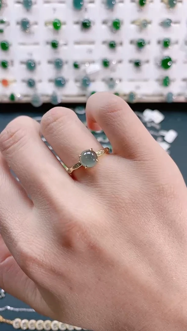 【闪购商品】翡翠戒指银S925镶嵌天然翡翠