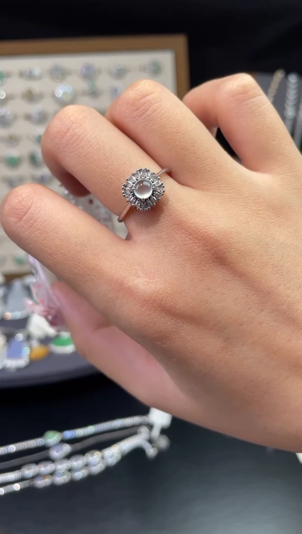 银S925镶嵌戒指翡翠戒指