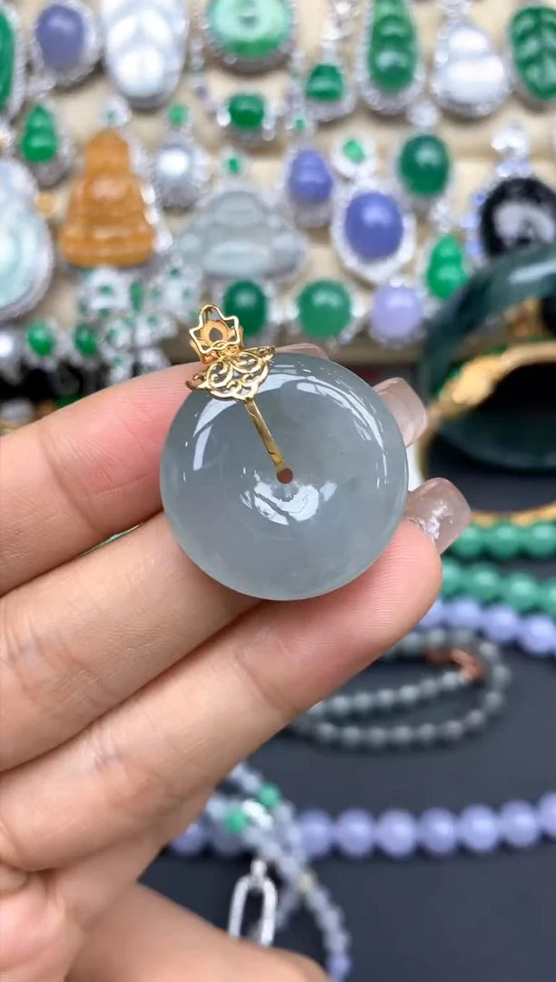 颈饰18K金镶嵌翡翠118-中国好珍宝