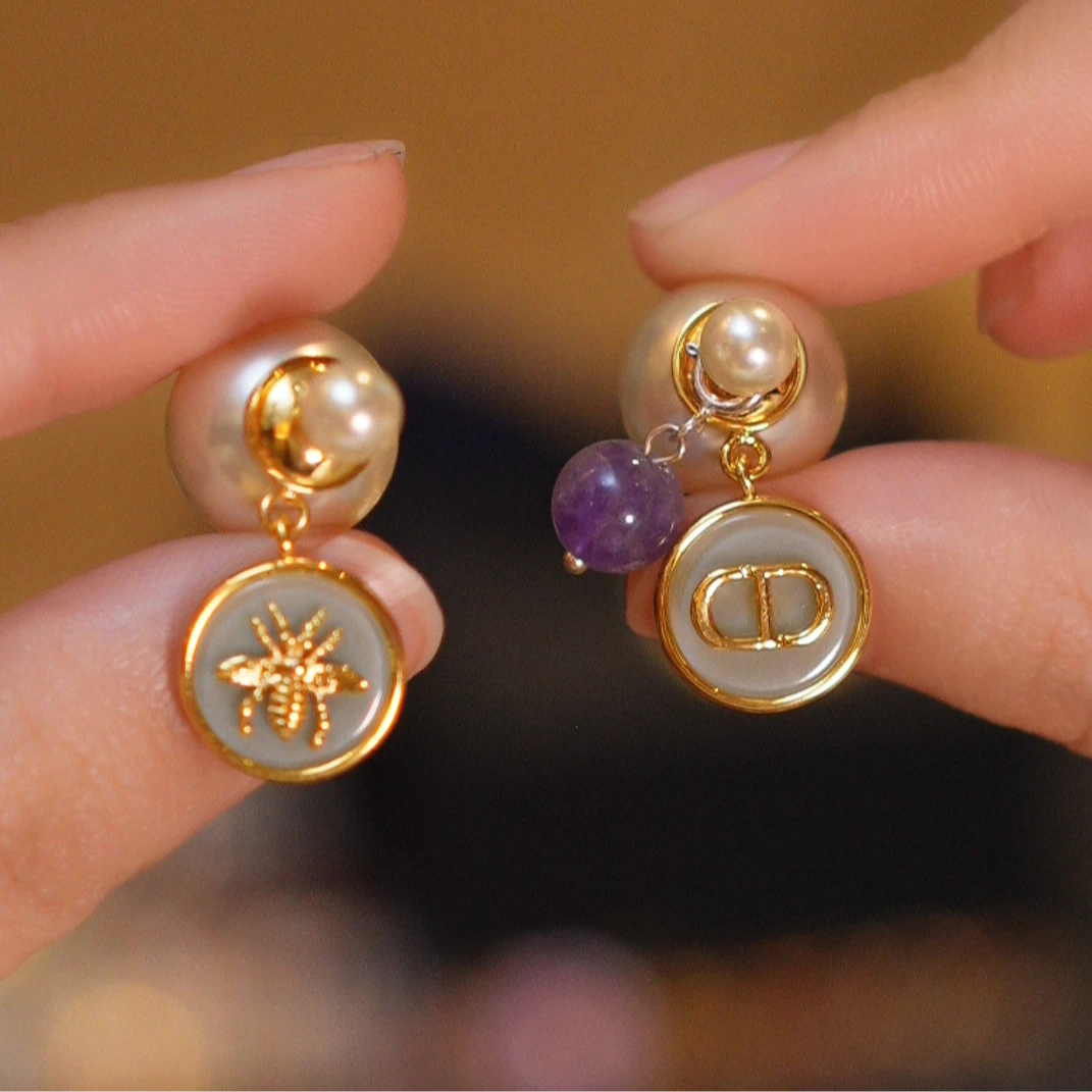 水晶绿绣球蜜蜂耳环HTJF0100