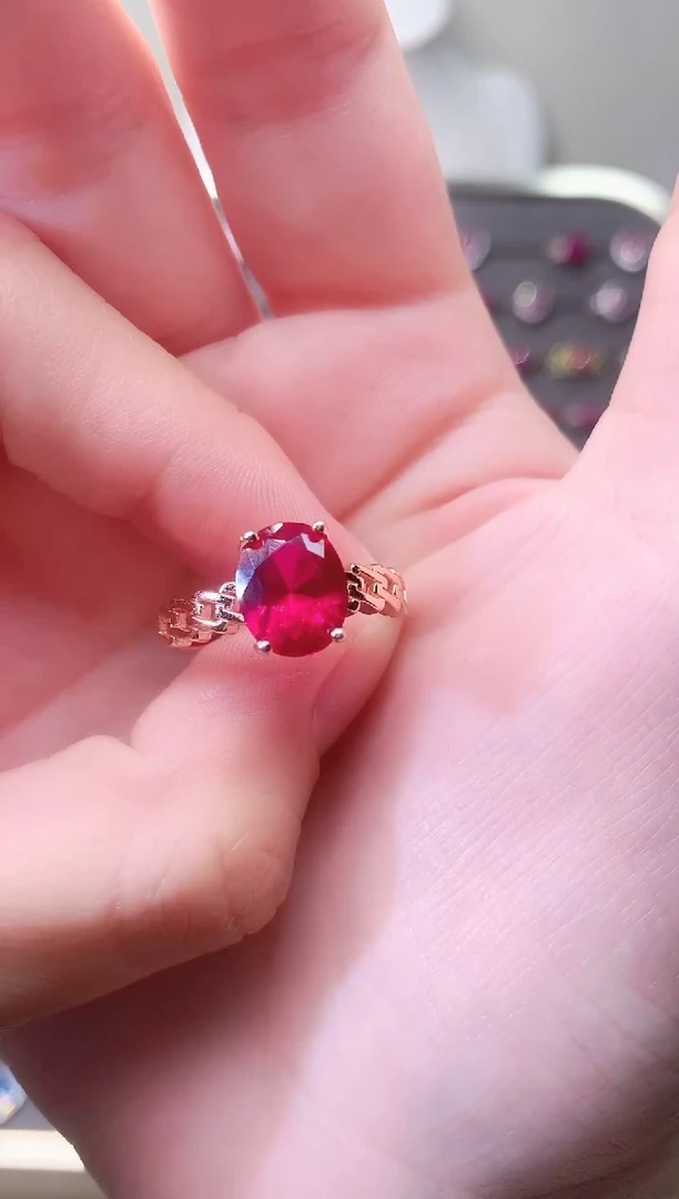 银S925镶嵌戒指红宝石652563