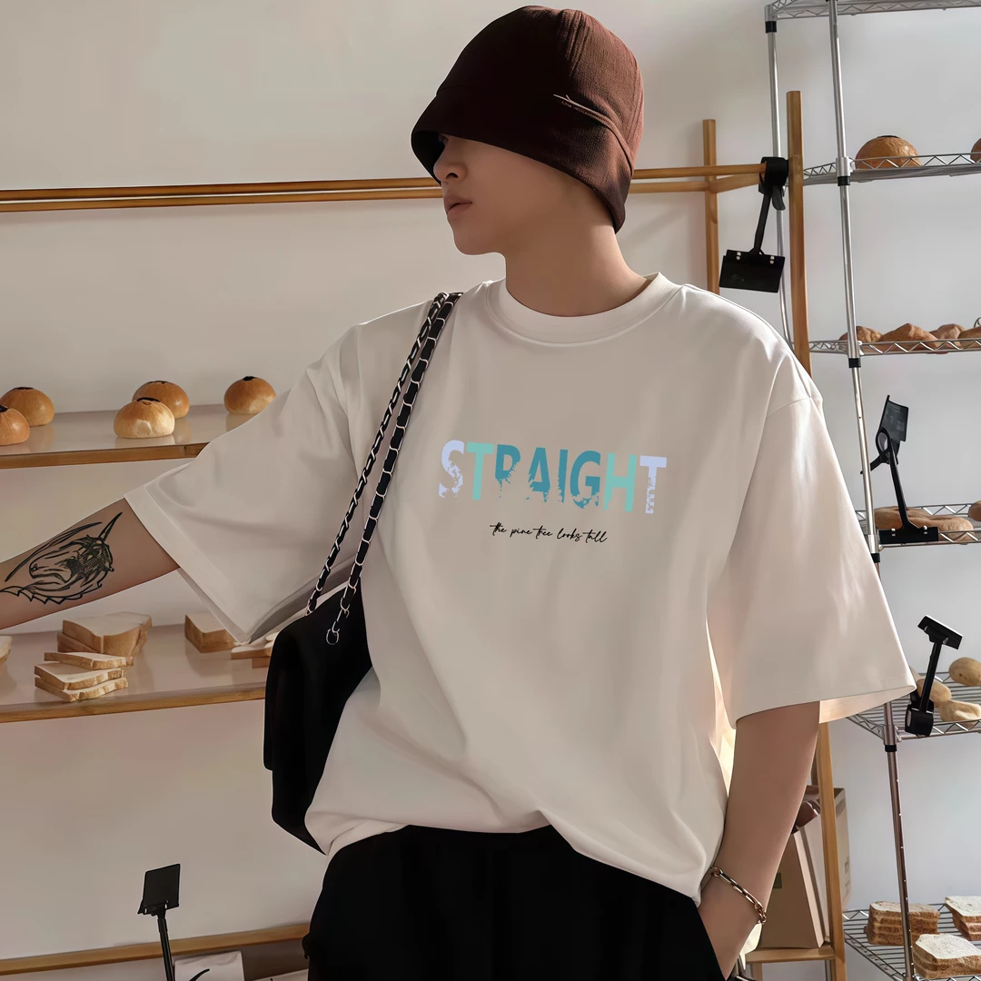 重磅纯棉美式高街衣服短袖t恤男夏季2025新款潮牌小众设计感上衣