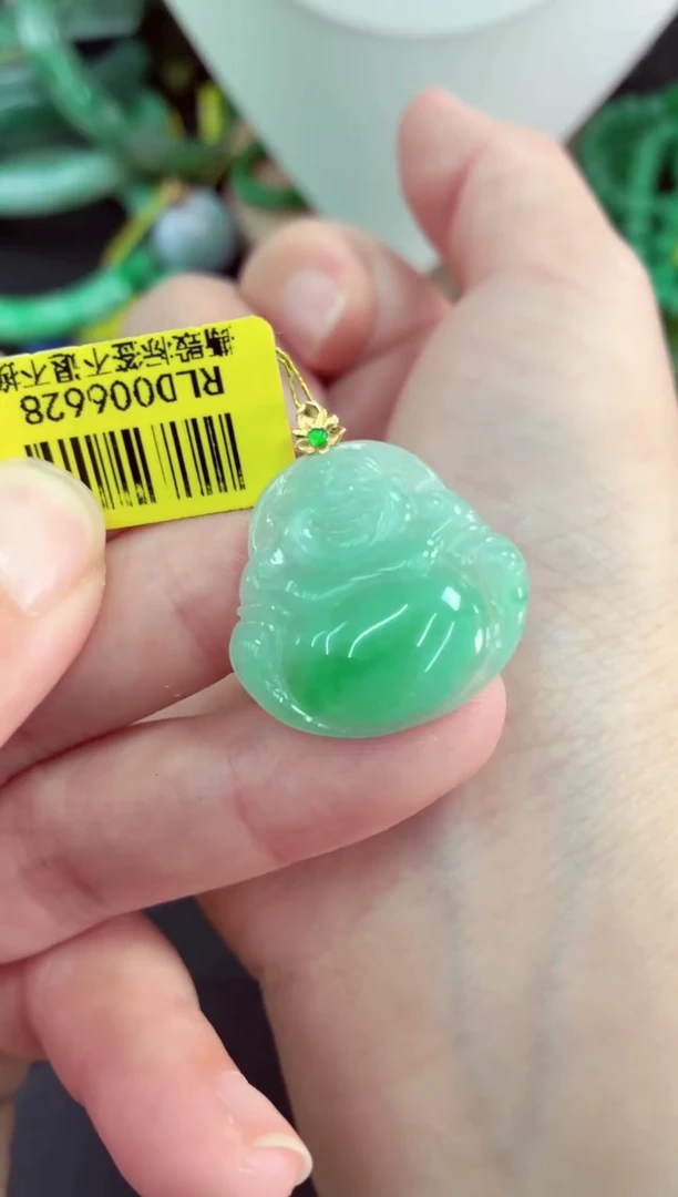 吊坠(不含链)18K金镶嵌翡翠挂件