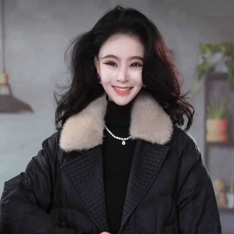 气质设计感高端大气时尚减龄保暖休闲短款百搭拼接羽绒服M-3XL