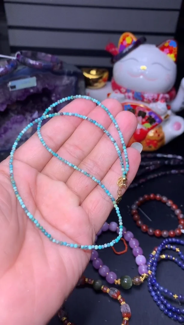 水晶珠宝半成品未镶嵌绿松项链