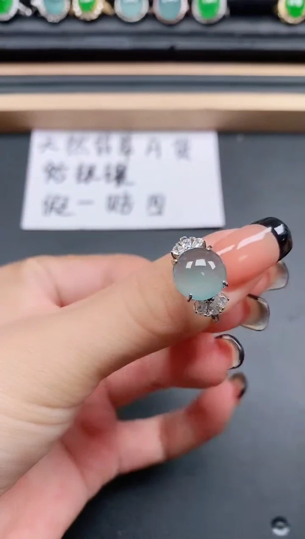 翡翠戒指银S925镶嵌111111