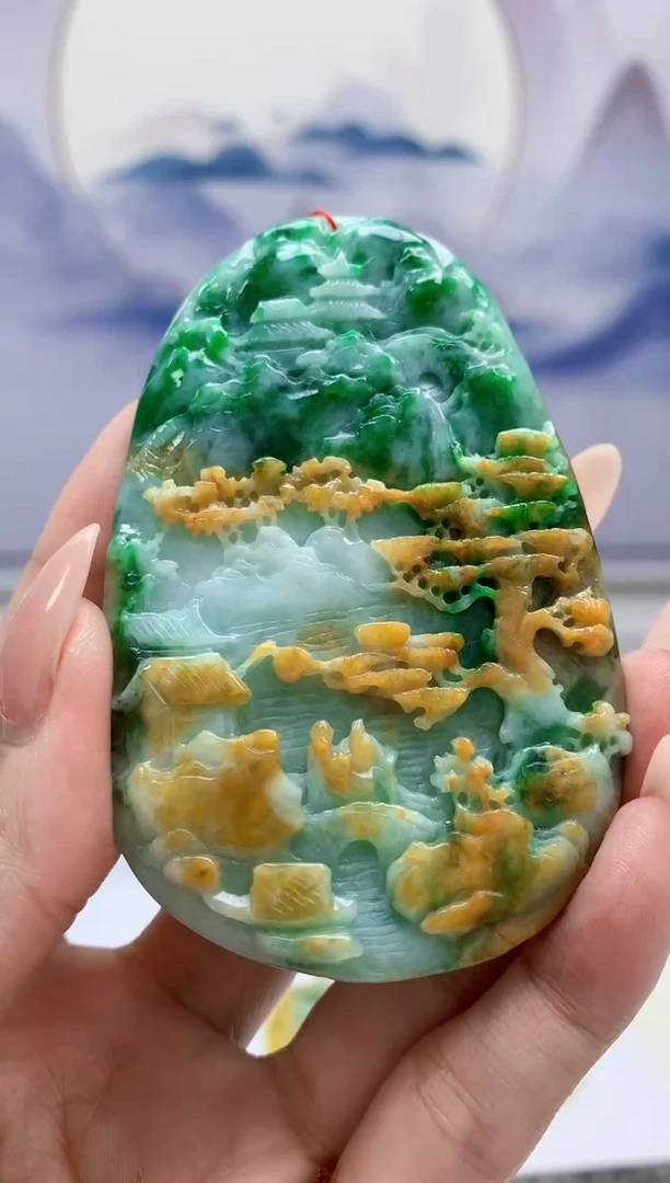 定制翡翠未镶嵌4852MM-毛货挂件74赠珠链