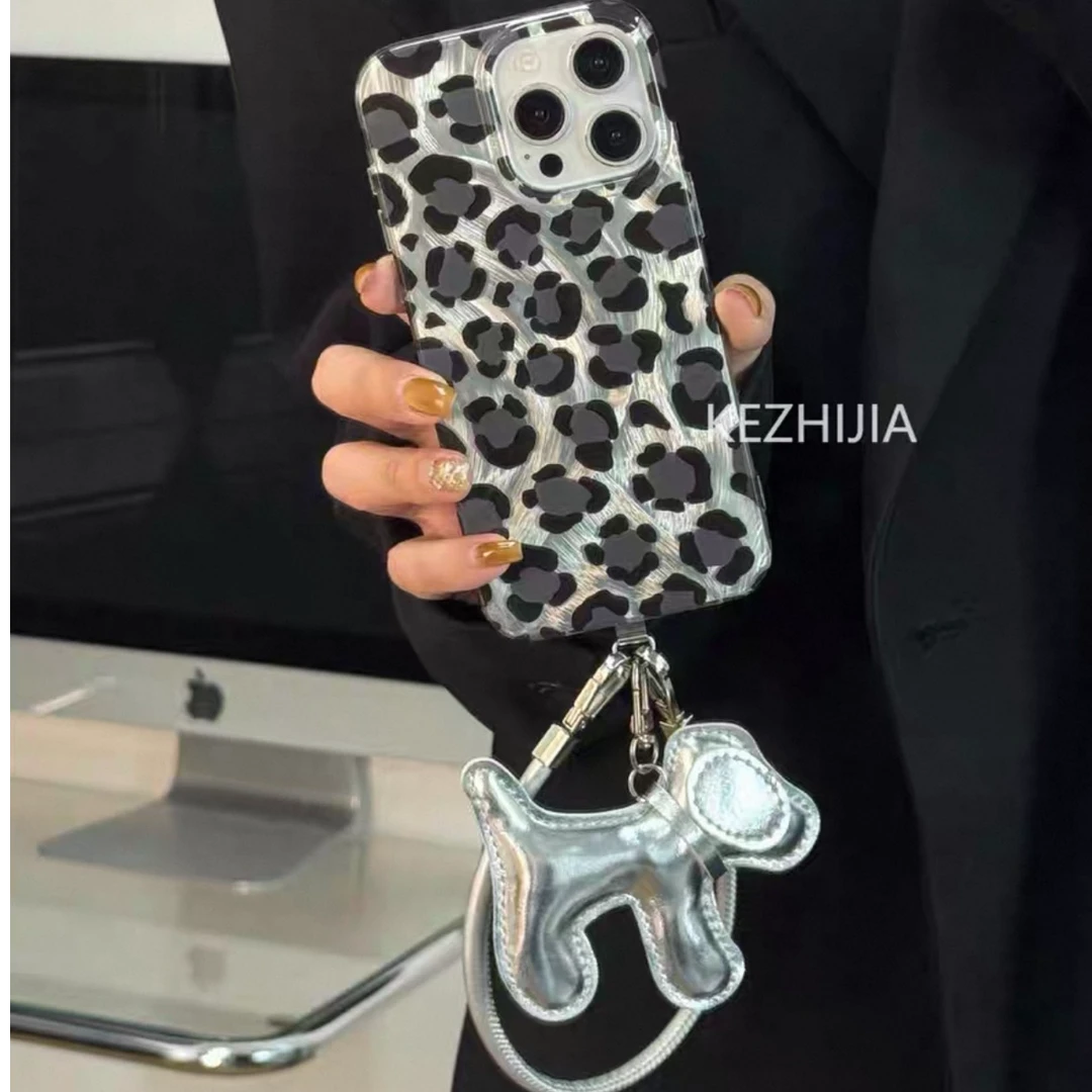 ins风豹纹小马挂件手绳适用苹果16promax手机壳1615/14/13女16pro