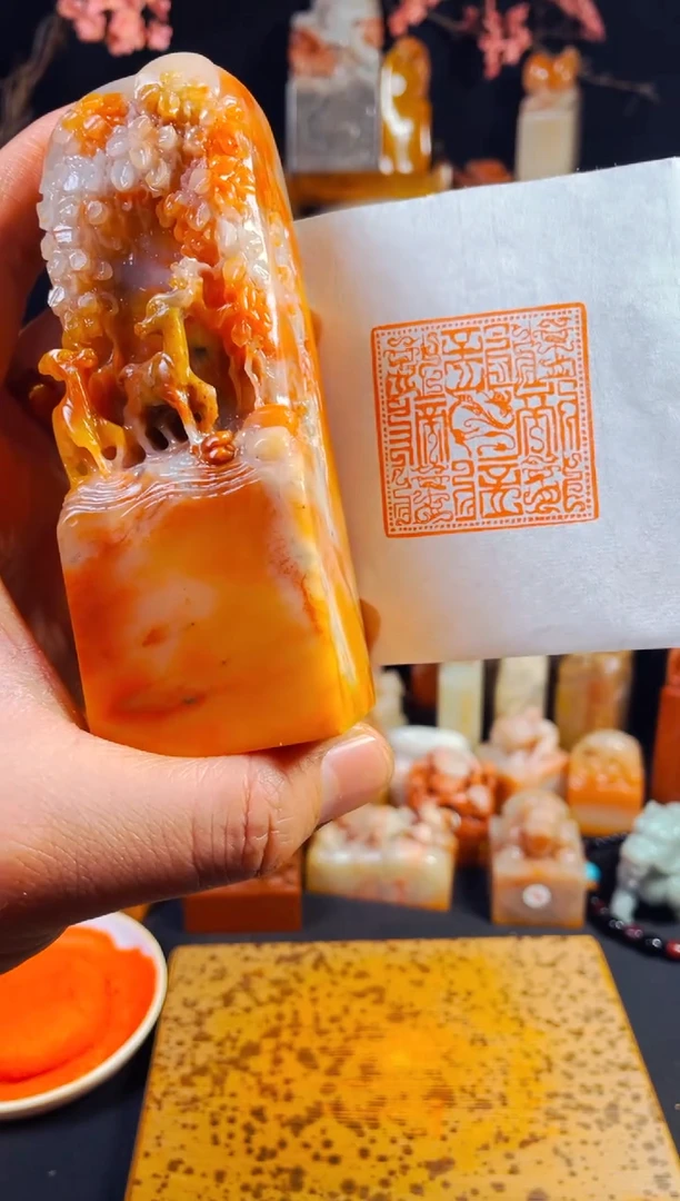 【闪购商品】老挝石印石手工篆刻《九龙》