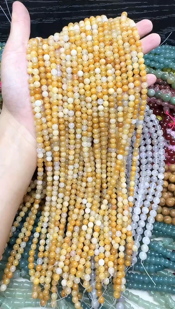 玛瑙/玉髓散珠未镶嵌黄龙玉6mm