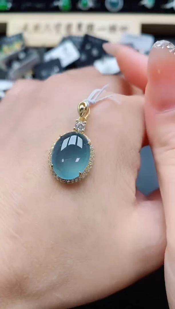 吊坠(赠链)银S925镶嵌翡翠1