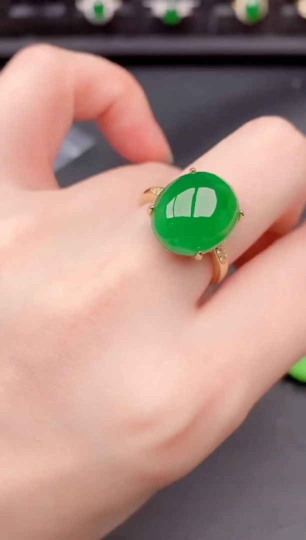 银S925镶嵌戒指翡翠天然a货翡翠286