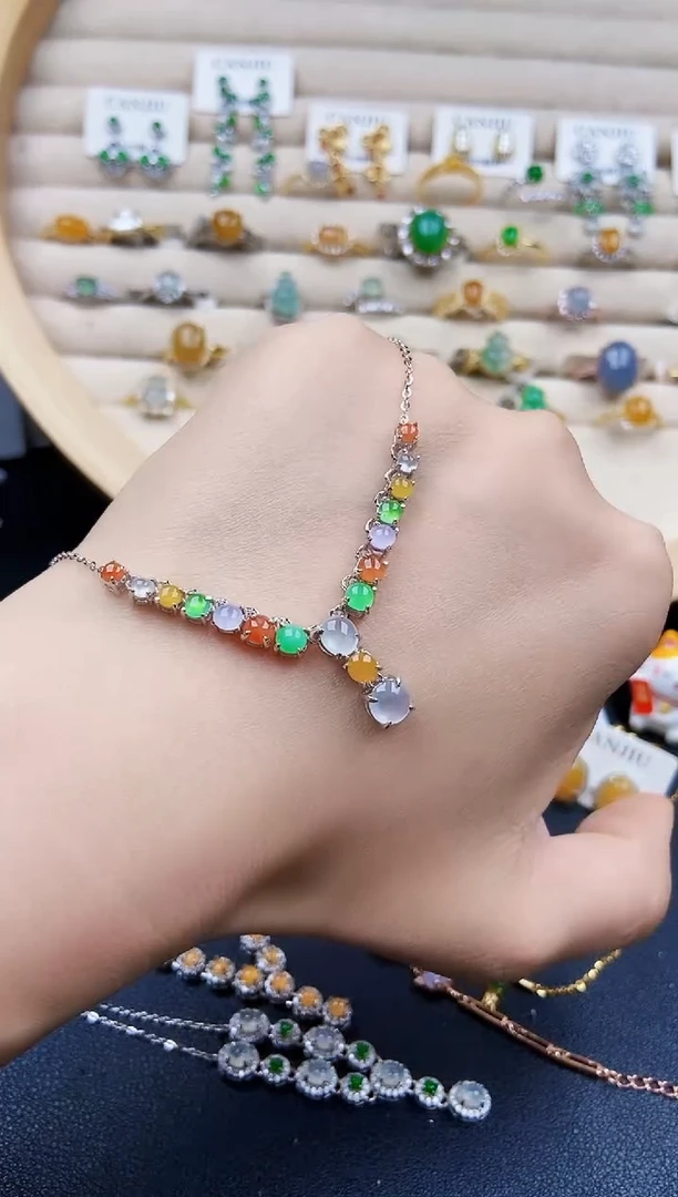 翡翠银S925镶嵌颈饰245