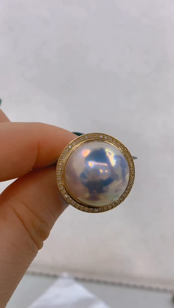 【闪购商品】拼合珍珠（马贝珠）戒指18K金镶嵌115 17-18mm
