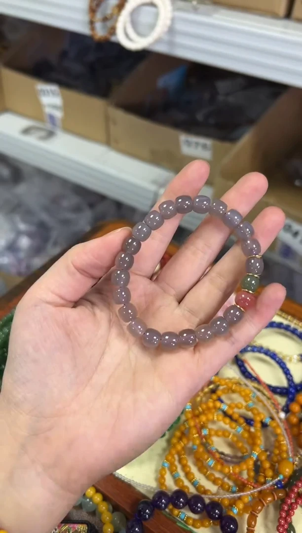 【闪购商品】玛瑙/玉髓手链未镶嵌冰烟紫玛瑙直切搭配款[1445]