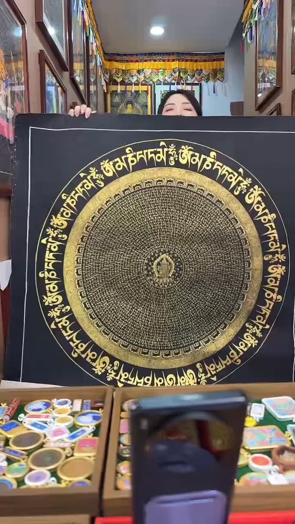 吊坠十项自在坛城-热贡纯手绘唐卡