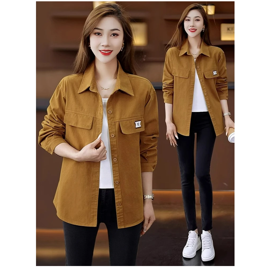 时尚宽松休闲衬衫外套女2025年春季新款洋气韩版百搭减龄长袖衬衣