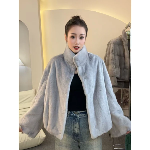 S进口水貂皮草外套立领设计百搭整貂60