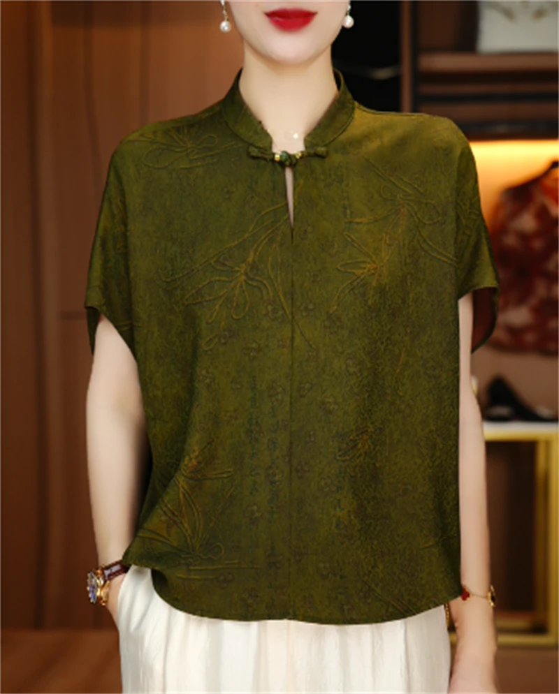 诺诗 新款洋气宽松显瘦优雅轻奢气质印花百搭上衣V25Q833