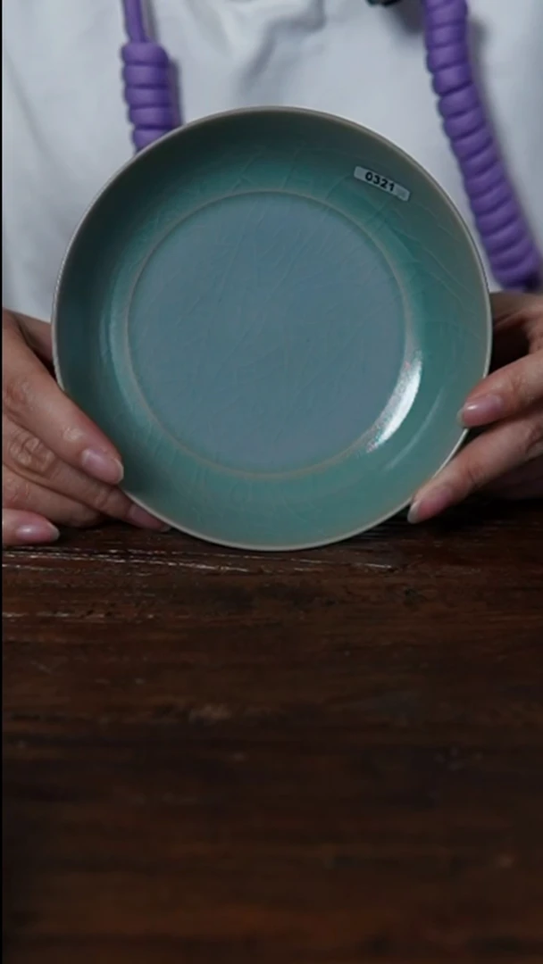 全手工粉青汝瓷盘