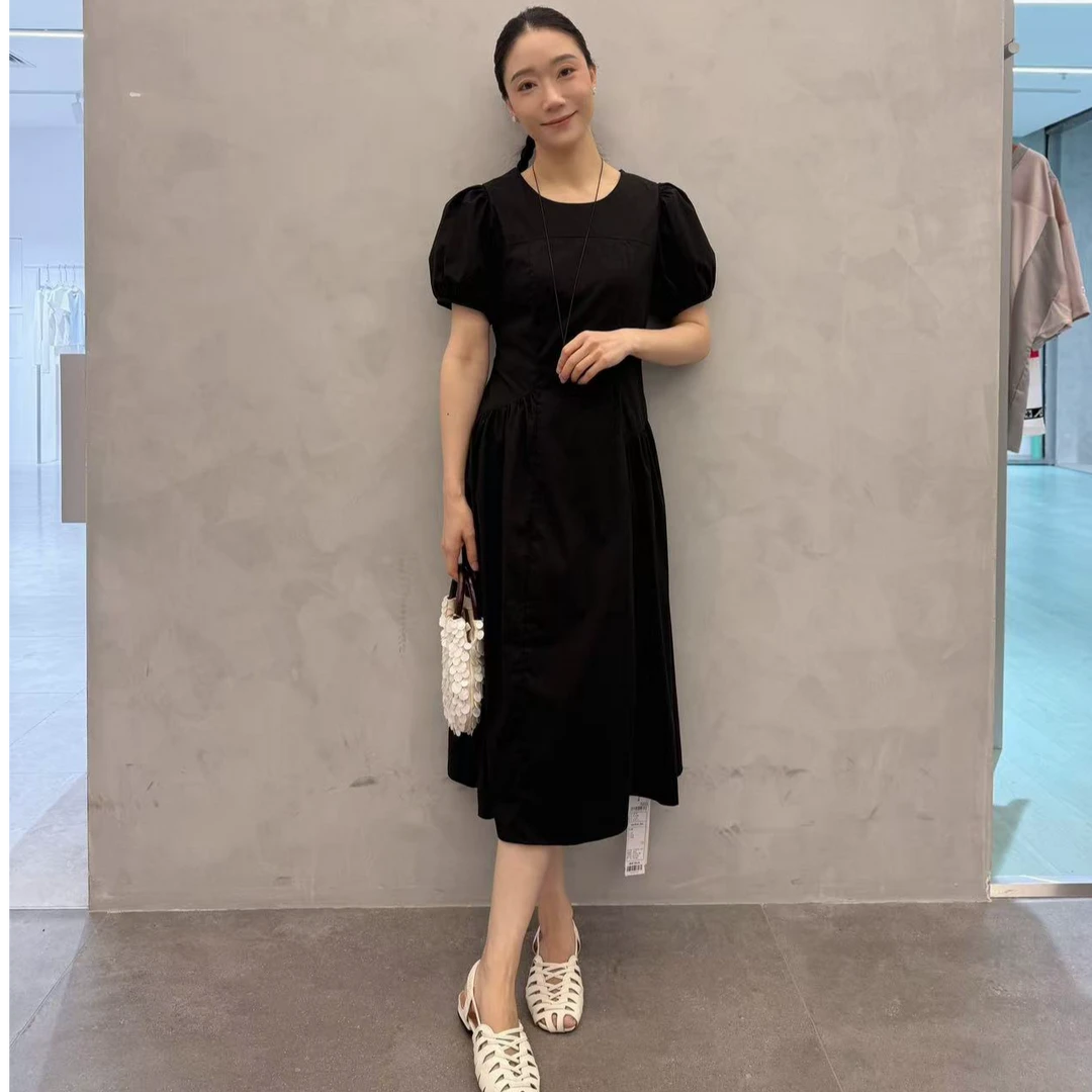 【女装优选】MISU米素气质夏季法式简约泡泡袖时尚连衣裙125X652