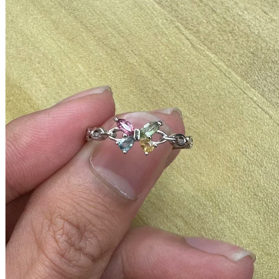 碧玺戒指蝴蝶S925