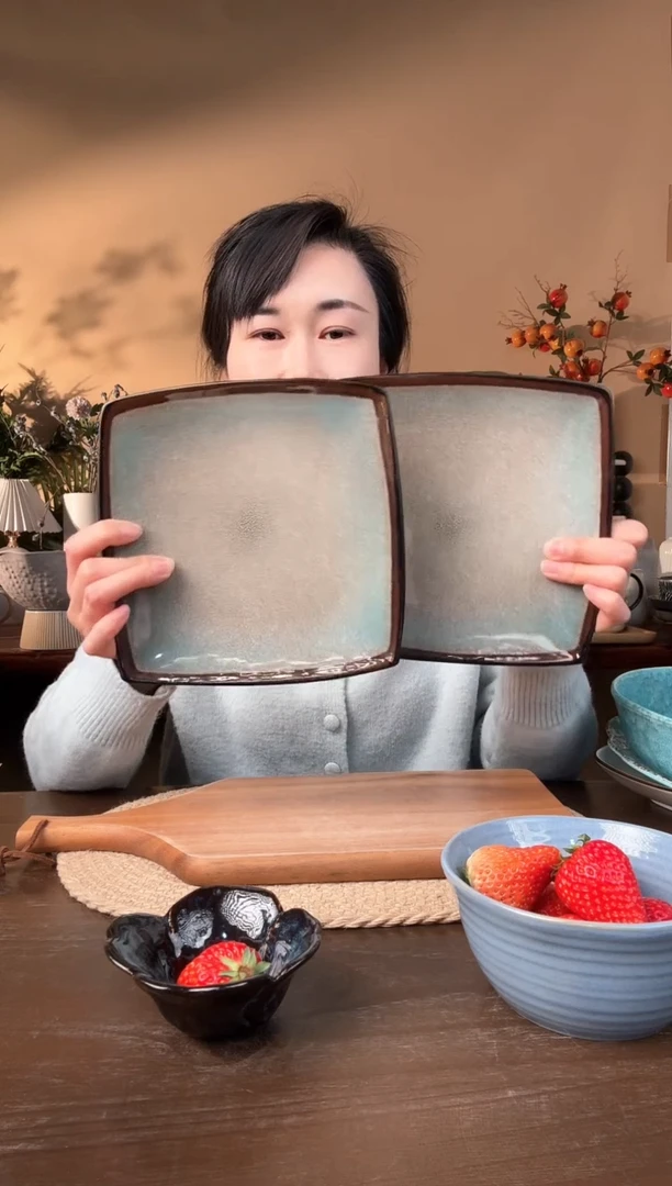 【闪购商品】瓷片8英寸窑变方盘2只微瑕