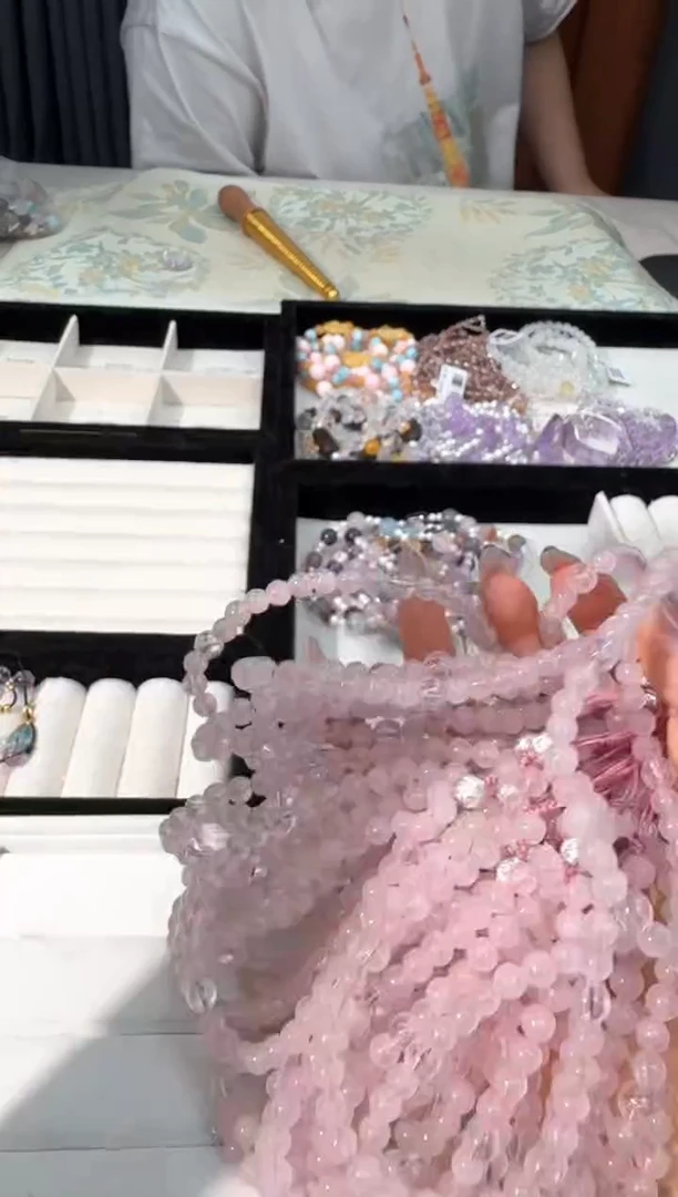 水晶手链合金J039多棉多裂粉水防丢链