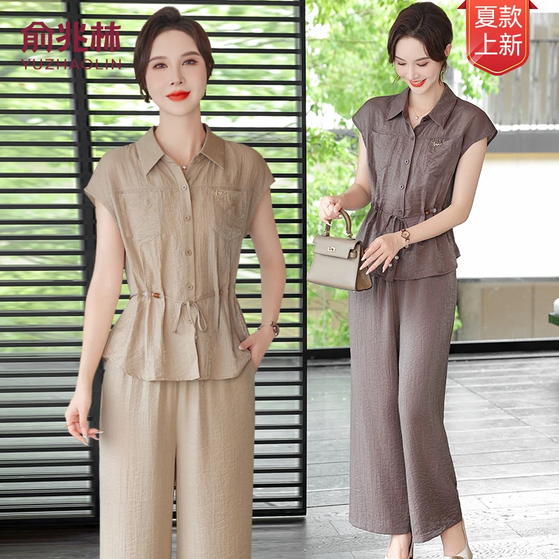 俞兆林25年夏季新款中老年女装洋气宽松时尚减龄妈妈装