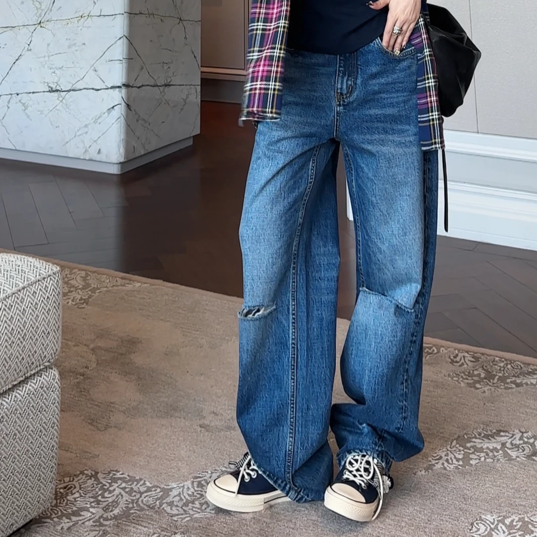 AMAZING IN | 1oo%棉 | 破洞做旧设计牛仔裤A250628-AI55BDTS2613