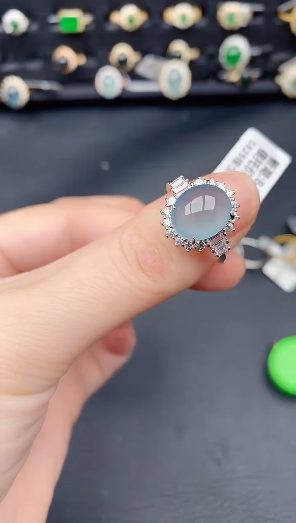 银S925镶嵌戒指翡翠天然a货翡翠300