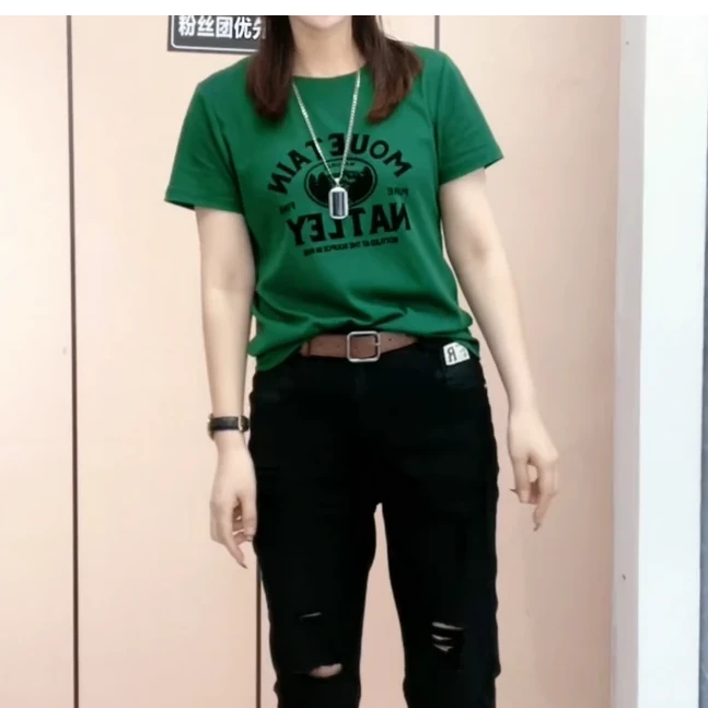 纯棉新款夏季百搭休闲时尚英文字母显瘦体恤洋气减龄气质上衣