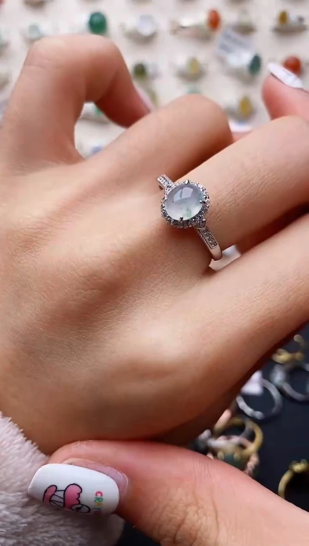 【闪购商品】翡翠戒指银S925镶嵌缅甸翡翠