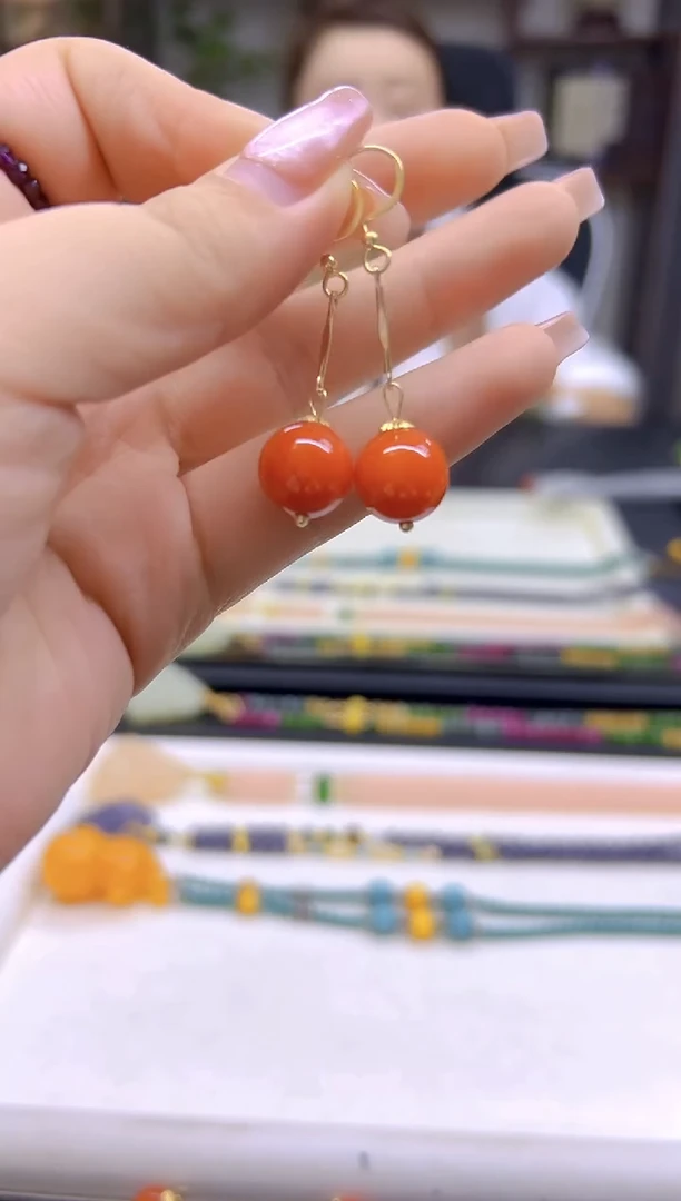 翡翠14K金镶嵌耳饰DIY款E565