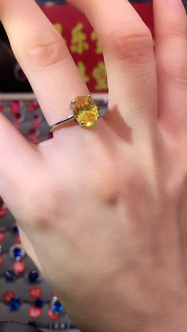【闪购商品】黄晶戒指银S925镶嵌111111