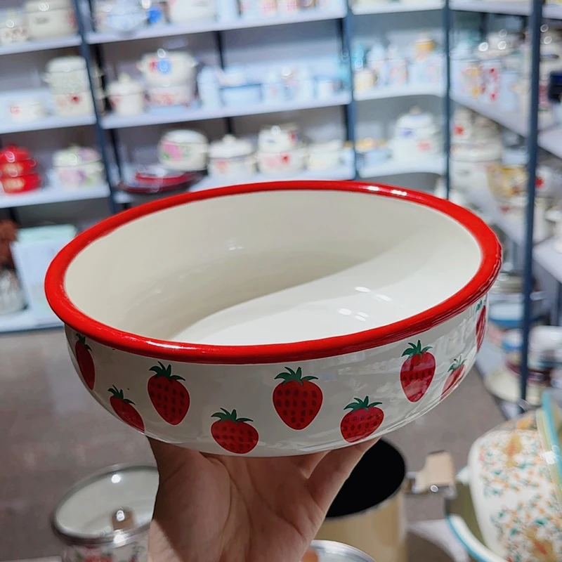 24cm搪瓷珐琅元宝盆餐盘珐琅盘吃面盘汤盘吃面碗