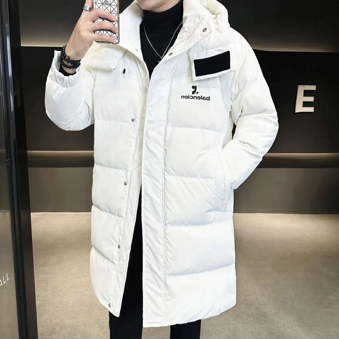 【辉哥】9909-连帽长款白色加厚抗寒休闲百搭时尚韩版防寒服非标*蓝