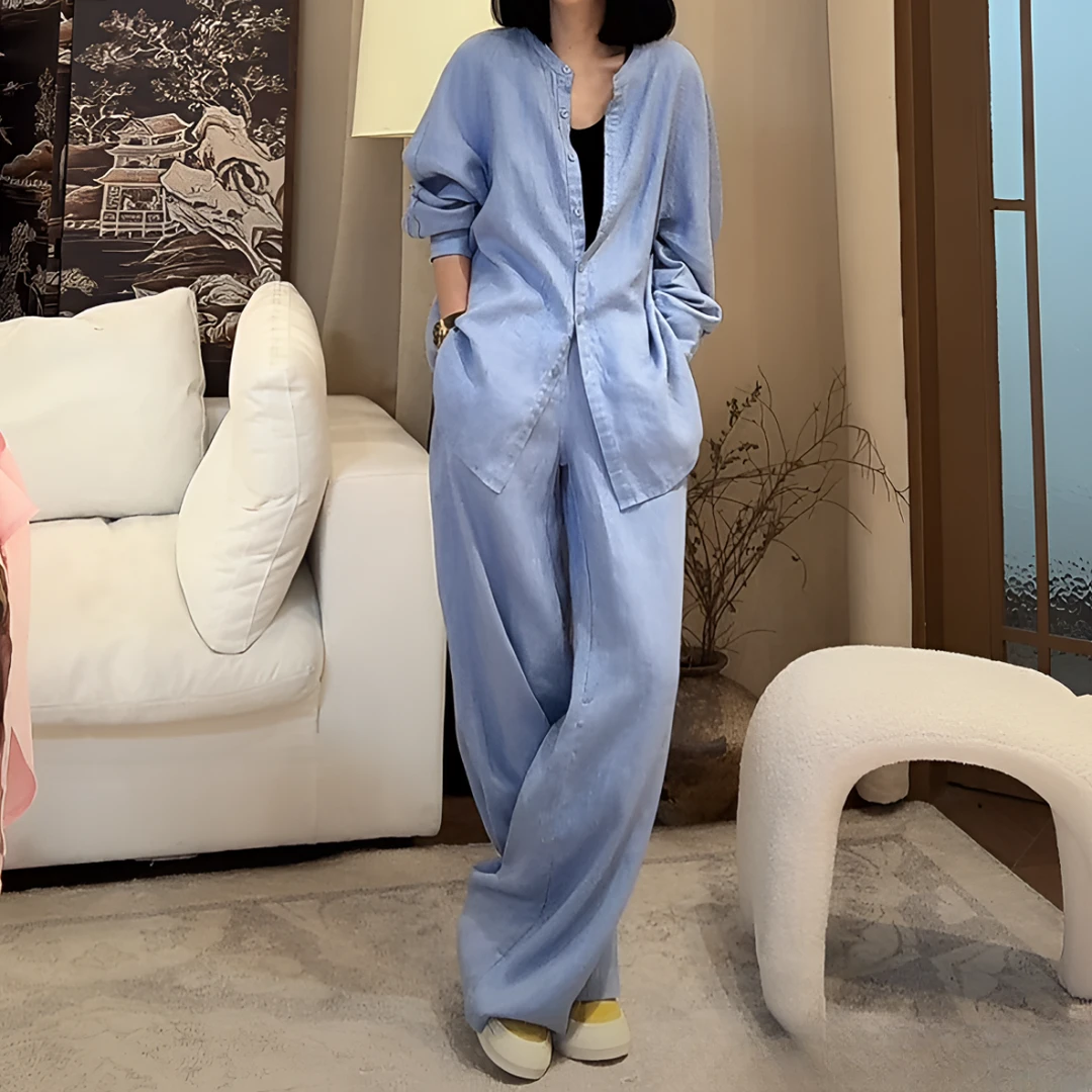 ZUOXIAOQI【新现货】琉璃全麻慵懒套装（衣长75-79/裤长105-109）