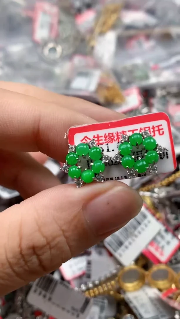 银S925镶嵌戒指翡翠天然A货缅甸翡翠
