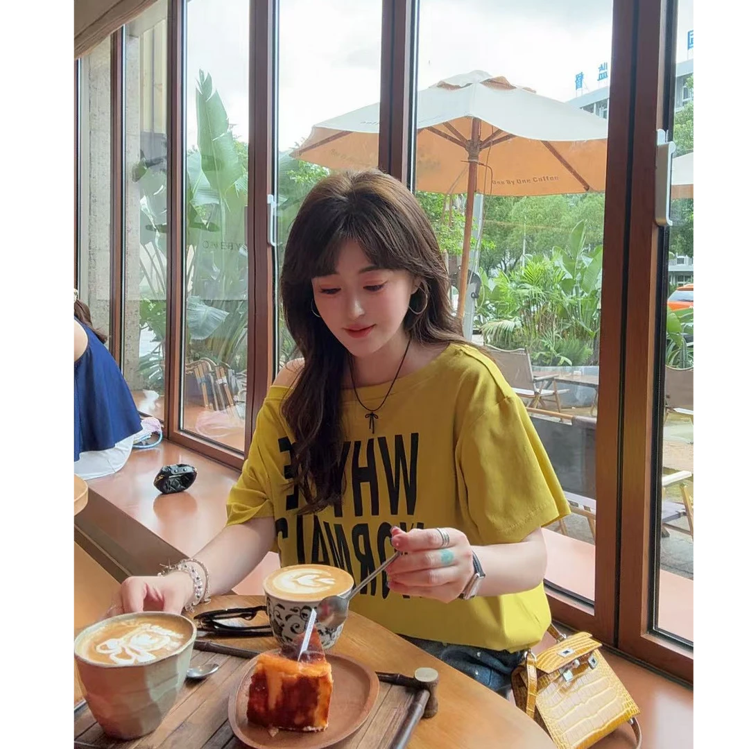 M家【weenkend计划】斜肩一字领字母T恤