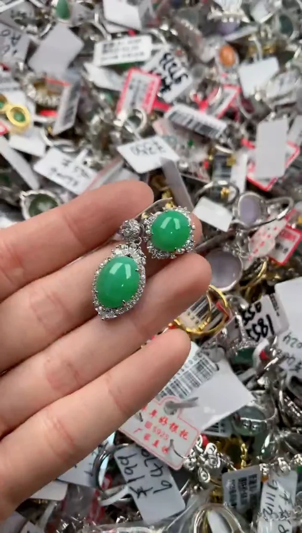 银S925镶嵌戒指翡翠222   7