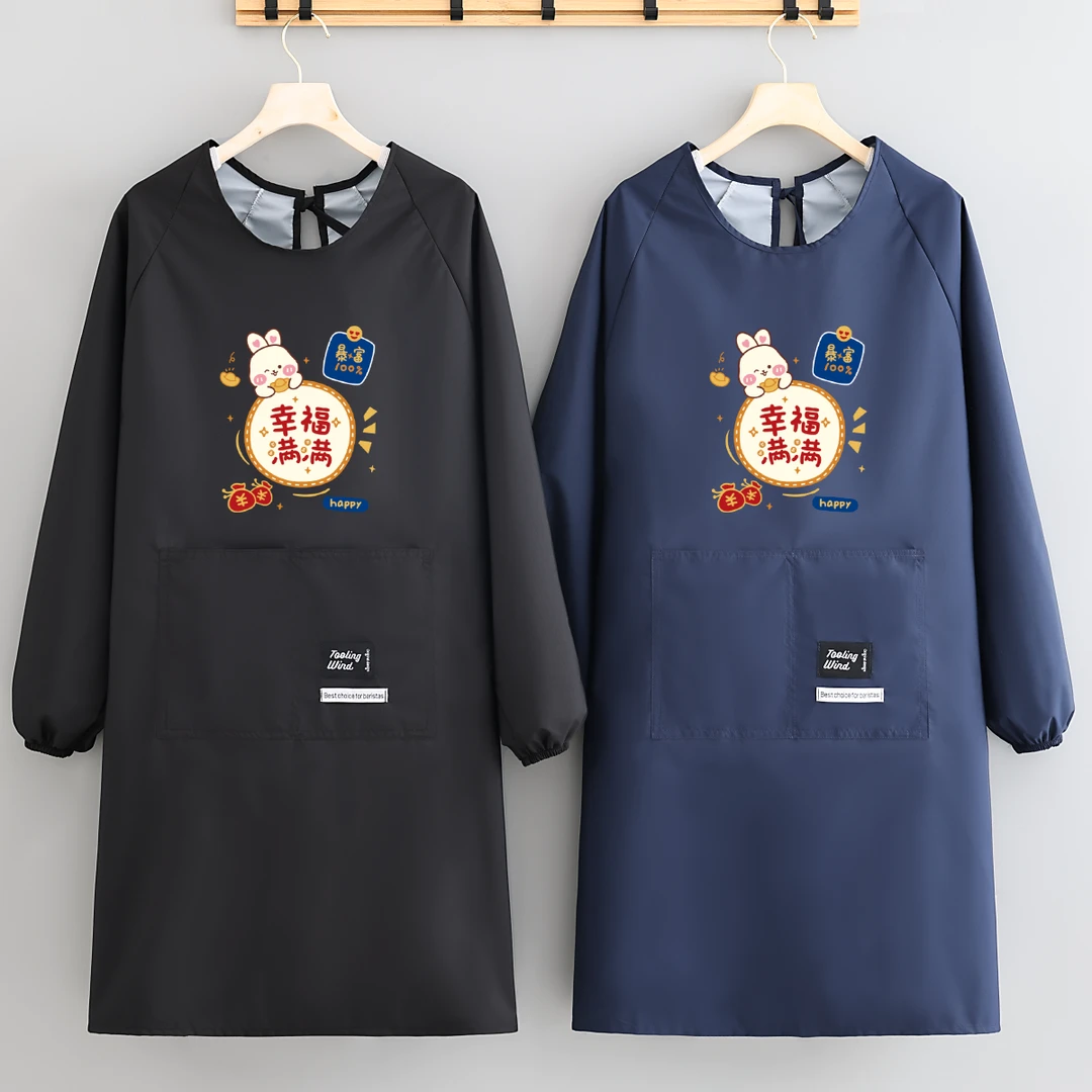 时尚舒适防水防油耐穿围裙家用或上班工作服男女同款罩衣可定制