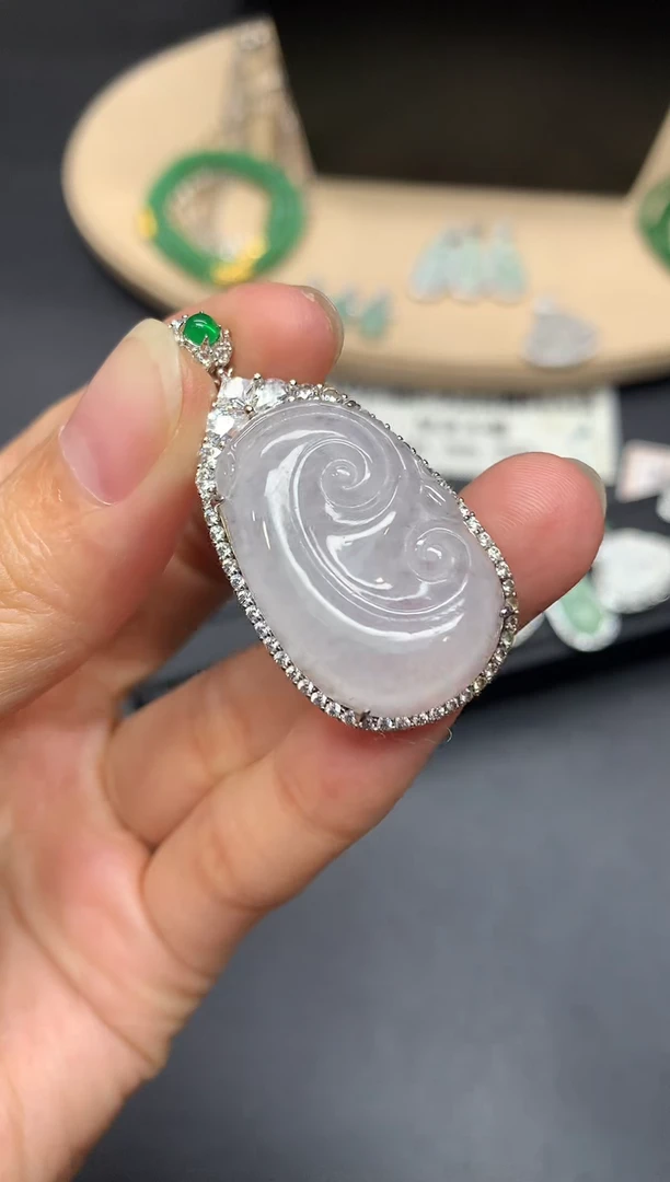 翡翠银S925镶嵌吊坠(不含链)如意【多样性发其一】