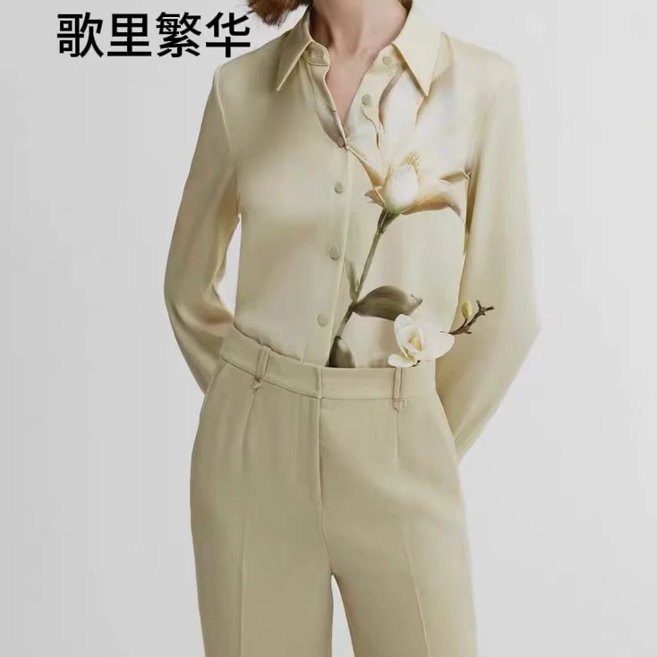 【歌里繁华】N+春季新款新中式休闲桑蚕丝衬衣0146